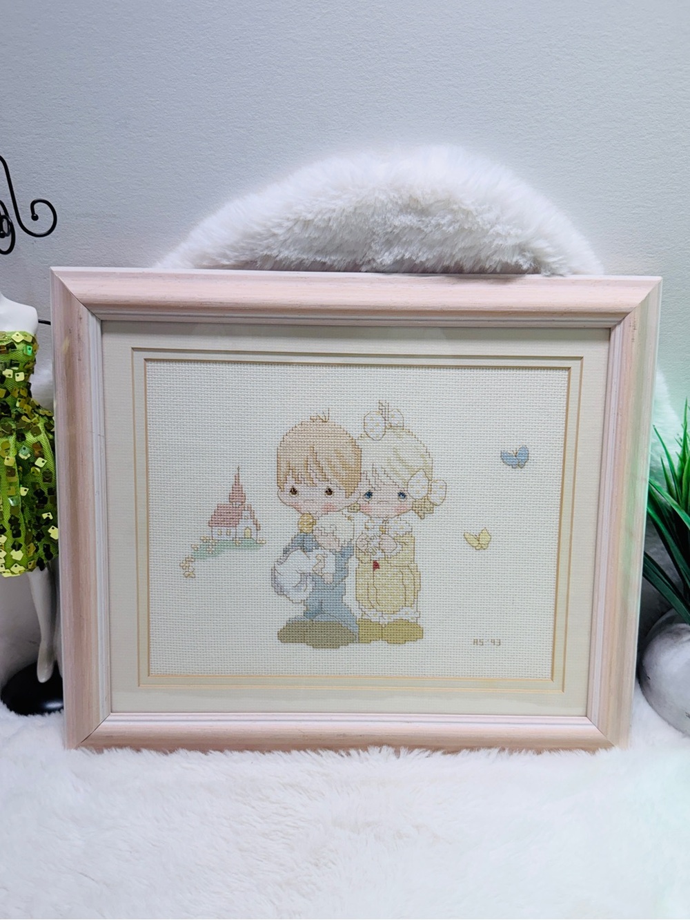 Gorgeous Vintage 1993 Precious Moments Framed Cross Stitch 💝
